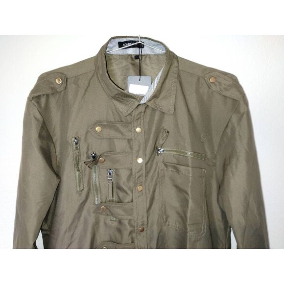 NWT Masorini AOWOFS Mens Jacket Brown Faux Vegan Moto Leather Jacket Zippers Zip - Picture 4 of 15